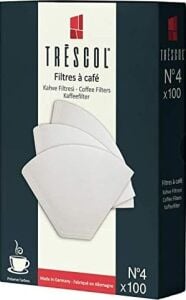 Trescol Kahve Filtresi, Beyaz Kağıt, 4 Numara, Büyük Boy, 100&APOS;LÜ Paket
