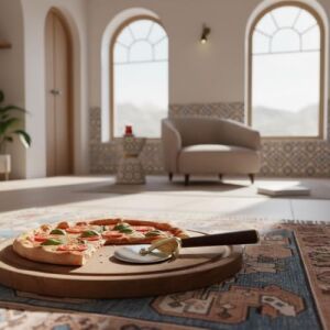Akasya Ahşap Saplı Paslanmaz Çelik Mutfak ve Bar Gereçleri - Pizza Kesici, Şişe Açacağı, Sarımsak Ezici, Ceviz Kıracağı, Soyacak - (Pizza Kesici Rulet - Gold)