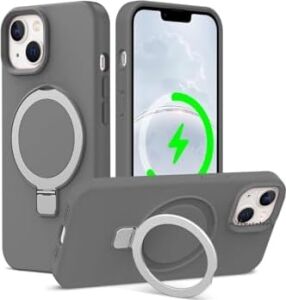 - iPhone 15 ile Uyumlu Apple Kılıf Magsafe ile Uyumlu Halkalı Extra Standlı Içi Kadife Yumuşak Renkli Silikon Kapak