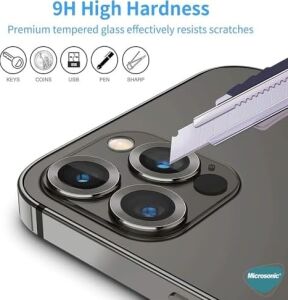 Ekran Koruyucu Apple iPhone 15 Pro Için Tekli Kamera Lens Koruma Camı Siyah