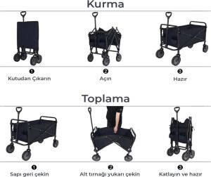 Büyük Kapasiteli Katlanır Kamp Arabası Taşınabilir Vagon