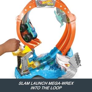 Oyuncak Trucks Köpekbalığı Oyun Seti, 1:64 Ölçekli -Wrex Araç, Çemberin Içinden Geçerek Düşmanı Yenme, JFR08