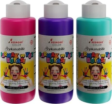 Mor, Fuşya, Turkuaz Parmak Boyası 3'lü Set 3X120 ml