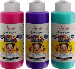Mor, Fuşya, Turkuaz Parmak Boyası 3'lü Set 3X120 ml