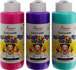 Mor, Fuşya, Turkuaz Parmak Boyası 3'lü Set 3X120 ml