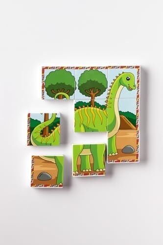 Manyetik Blok Çift Taraflı 9 Parçalı Mıknatıslı Dinozor Puzzle - 2 Görsel Yapboz
