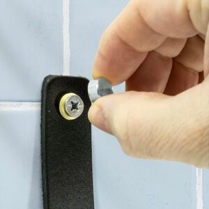 Pratikoutdoor Deri Havlu Askısı, Ikili Metal Kulplu Havlu Askısı - Gümüş