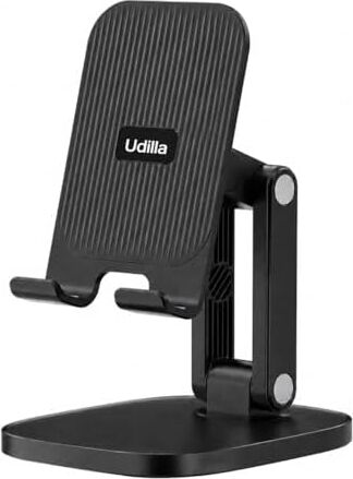 Katlanabilir Masaüstü Telefon ve Tablet Standı, Ayarlanabilir Katlanır Telefon Tutucu (Siyah)