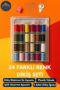Dikiş Seti 24 Renkli – Iğne, Yüksük ve Iplik Geçirici ile