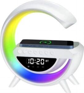 Kablosuz Şarjlı Bluetooth Hoparlör Rgb Işık Gece Lambası Dijital Saat