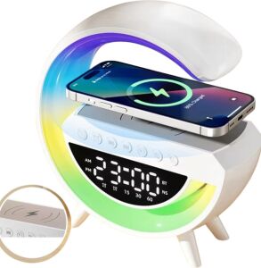 Kablosuz Şarjlı Bluetooth Hoparlör Rgb Işık Gece Lambası Dijital Saat