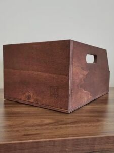 Organizer Ahşap Sandık Kutu 7'' (7 Inç) Plak Için Uygun Boyut (Kestane Rengi)