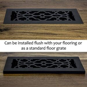 Decor Grates AC408-BLK Viktorya Dönemi Zemin Tescili, 4 x 8, Dökme Demir Siyah