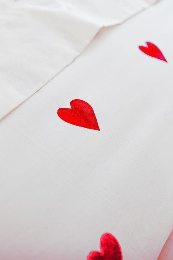 Heart Tek Kişilik Çarşafı Lastikli Kalpli Nevresim Takımı Kırmızı