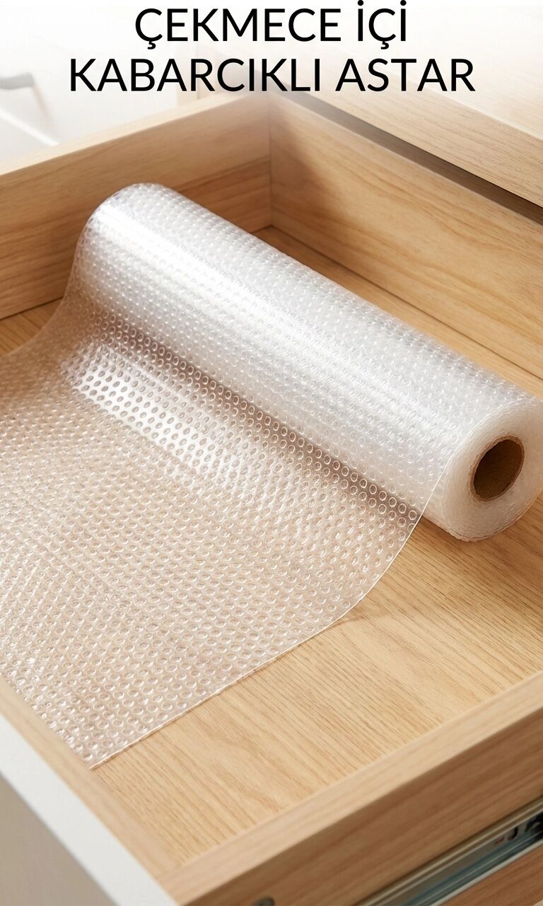 Şeffaf Kaydırmaz Dolap Içi Raflık Koruyucu Çekmece Örtüsü 45X300 cm Pvc Eva