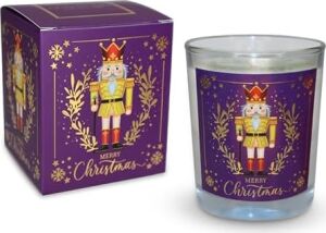 Charm Lab Candle – Kurşun Asker (Nutcracker) Tasarımlı Mum, Mor Renk Temalı, 135 G Doğal Bio Balmumu, 40 Saat Yanma Süresi, Cam Kavanoz, Şık Bristol Kutulu, Yılbaşı Koleksiyonu Hazır Hediye