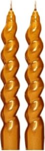 2'li Twirl Glow Gold Şamdan Mum Seti (18 Cm)