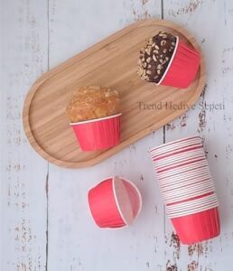 50'li Kırmızı Muffin Kek Kalıbı, Kek Kapsülü Cupcake Kalıbı, Airfryer Uyumlu