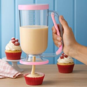 Hamur Porsiyonlayıcı, Kek Dağıtıcı, Krep Kabı, Muffin Aparatı, Waffle Kabı, Pancake Porsiyonlayıcı, Ölçülü Kap, Mutfak Yardımcısı, Pratik Mutfak Ürünü, Damlatmaz Kap, Pişirme Kabı, Tatlı Aparatı, Karı