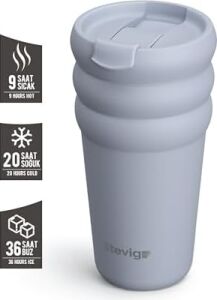 3 Bubble Two-Cap Straw Tumbler Çelik Termos 600 ml Zen Blue ST-246