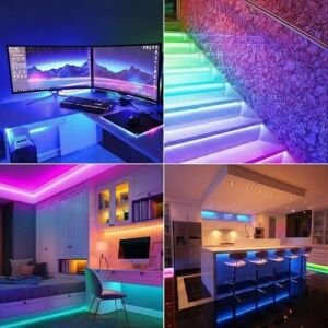 5 Metre Rgb Şerit LED Tak Çalıştır Hazır Set, 2835 Çipli, IP20 Silikonsuz, Adaptör ve Kumanda Dahil, Iç Mekana Uygun, 16 Renk, Kumandalı | Cata