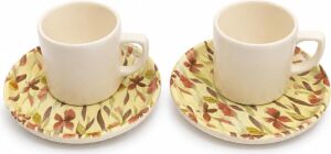Kahve Fincan Takımı, Floral Desenli 4 Parça 2 Kişilik Seramik, Seramik Kahve Takımı, 4 Parça Kahve Seti, Şık Desenli Seramik Türk Kahvesi Fincan Seti, Premium Seramik Kahve Seti, Modern Kahve Seti