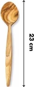 Doğal Zeytin Ağacı, El Yapımı Servis Kaşığı, 23 Cm, Ahşap, Kahverengi, Bpa Free, 1 Adet