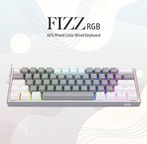Redragon K617-RGB 16,8 Milyon Rgb Aydınlatma, Red Switch Fizz%60 Q Türkçe Kablolu Mekanik Oyuncu Klavyesi Gri Beyaz