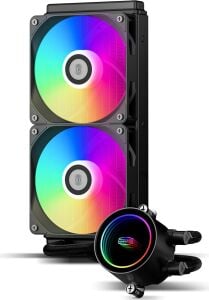 Cps DA240 Argb Aıo Sıvı Soğutucu, Çift Argb Fanlı 240MM Cpu Soğutucu, Yüksek Performanslı 3000 Rpm Pompa Hızı, Pc Oyun Için Verimli 240MM Aıo Soğutucu Siyah