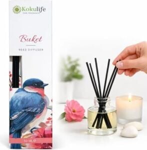 Buket Reed Diffuser Oda Kokusu 50 Ml, Çubuklu Ortam Kokulandırıcı, Uzun Süre Kalıcı Ev Ofis Banyo Salon Koku Difüzörü, Dekoratif Cam Şişe Aromaterapi Ev Parfümü