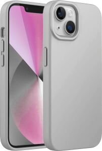 & Aksesuar iPhone 15 ile Uyumlu Içi Kadife Dışı Mat Yapıya Sahip Koruma Sağlayan Lansman Silikon Kılıf (Gri)