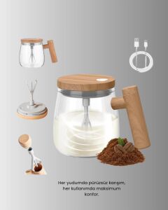 Ip6 Su Geçirmez Şarjlı Kupa – 3D Karıştırma, Sabit Sıcaklık, 400 ml