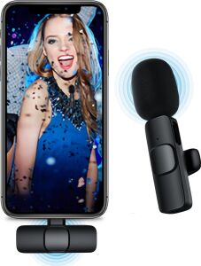 iPhone ile Uyumlu Kablosuz Yaka Mikrofon, Telefon Video Kaydı Için Yaka Klipsli Mikrofon Tiktok Youtube Canlı Yayın Vlog (Uygulama/bluetooth Gerekmez)