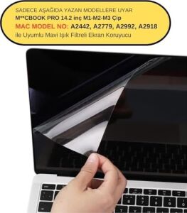 MacBook Pro 14.2 Inç M2 M3 M4 M5 Uyumlu Parlak Anti Scratch Ekran Koruyucu Retina Net Görüntü Cam Hissi Touch Id Şeffaf