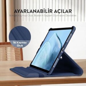 Apple iPad Yatay ve Dikey Standlı 360 Derece Döner Tablet Kılıfı (Ipad 10.nesil 10.9/ipad A16 Lacivert)