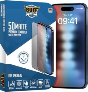 Labs iPhone 15 ile Uyumlu 5d Matte Mat Ekran Koruyucu