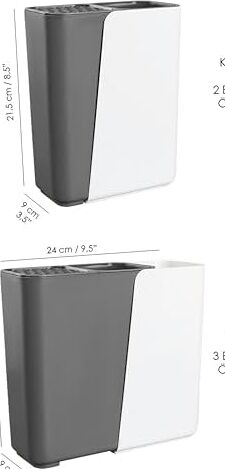 Çok Fonksiyonlu Mutfak Düzenleyici, 2-3 Bölmeli Ayarlanabilir Genişlik, Çatal Kaşık Bıçak Tutucu, 17-24 cm Genişlik (Siyah)