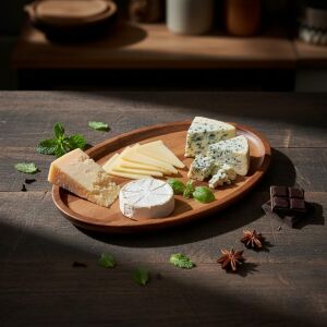 Akasya Ağacı Oval Sunum Tabağı (28X18 Cm) | Yükseltilmiş Kenarlı Doğal Ahşap Servis Tepsisi | Kahve, Peynir ve Atıştırmalık Sunumları Için