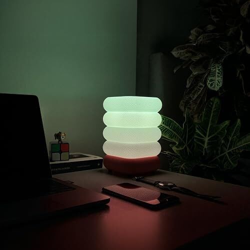 Zen Dalga Rgb Masa Lambası – Wifi Akıllı Gece Lambası, Sesli Komut, 16 Milyon Renk E27 Led, Akıllı Ampul Dahil, Yatak Odası Salon Dekoratif Ambiyans Aydınlatma
