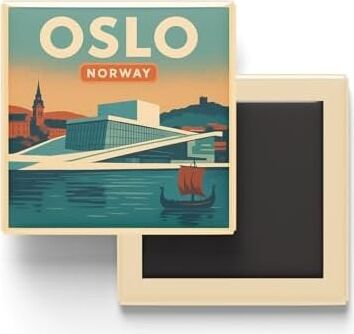 Oslo Norveç - Opera Binası - Baskılı Buzdolap Magneti Kare 9x9 cm