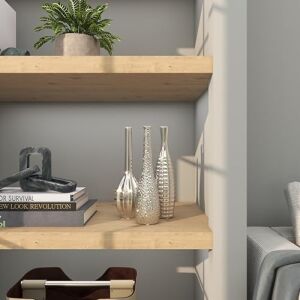 Deco 79 Değişen Desenli Seramik Tomurcuk Vazosu, 3'lü Set 3 ''w, 12'' H, Gümüş