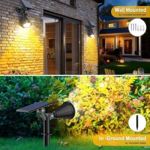 Forlife Gün Işığı18 LED Spot Güneş Enerjili Bahçe Aydınlatma Lambası, Fotoselli, Spike Aplik, 18W Su Geçirmez Dış Mekan Solar Lamba, Ağaç, Veranda, Havuz, Duvar ve Zemin Montajına Uygundur 42 cm