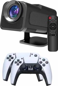 Çift Kollu Game Box Projeksiyon Cihazı Kumandalı Android Tv Dahili Hoparlör