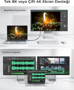 Usb4 Usb-C Kablo 1.8 M 240W 40GBPS 8k 60Hz 4K 144Hz Thunderbolt 3/4 Uyumlu Type-C Hızlı Şarj Veri Görüntü ve Ses Aktarım Kablosu