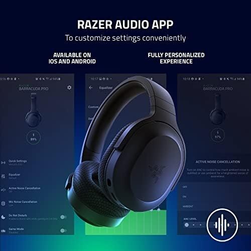 Razer Barracuda x - Kablosuz Çoklu Platform Oyun ve Mobil Kulaklık (Smartswitch Çift Kablosuz, Ergonomik Tasarım, Triforce 40MM, Kardioid Mikrofon, Kulaklık Üstü Kontroller, 50 Saat Pil Usb-C) Siyah