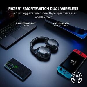 Razer Barracuda x - Kablosuz Çoklu Platform Oyun ve Mobil Kulaklık (Smartswitch Çift Kablosuz, Ergonomik Tasarım, Triforce 40MM, Kardioid Mikrofon, Kulaklık Üstü Kontroller, 50 Saat Pil Usb-C) Siyah