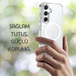 Magsafe ile Uyumlu Şeffaf, Kamera Çıkıntılı Korumalı Darbe Emici Kapak Kablosuz Wireless Şarj Destekli Silikon Telefon Kılıfı İPH.17PROMAX (17 Promax)