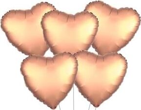 5 Li Kalp Gold Folyo Balon, Rose Gold