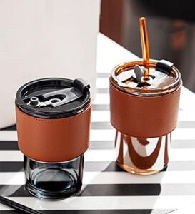Deri Aksesuarlı Renkli Cam Mug Bardak
