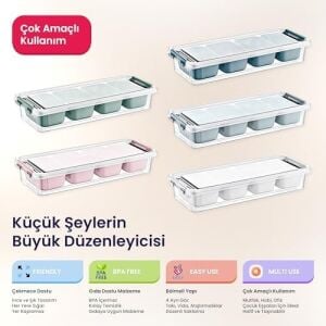 Grand 4 Bölmeli Organizer – Çekmece Dostu, Gıda Temasına Uygun ve Pratik Saklama (Beyaz)